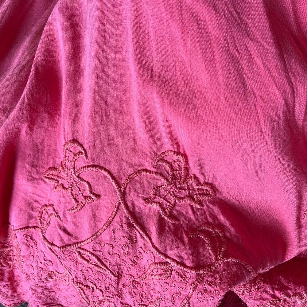 Isaac Micah LIVE! Midi A-line Dress, Size 8, Linen, Embroidery, Peach Pink - Picture 14 of 14